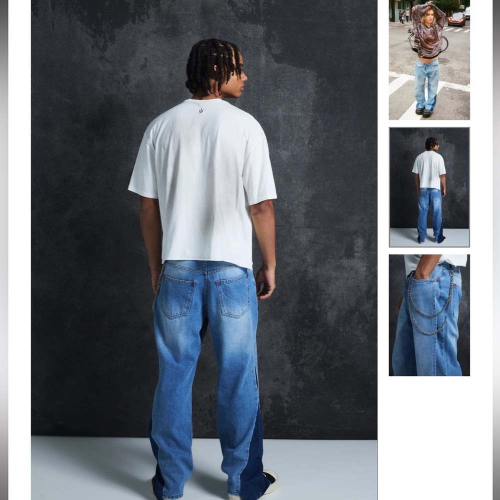 BooHooMAN Trippie Redd Relaxed Rigid Gusset Panel Jeans